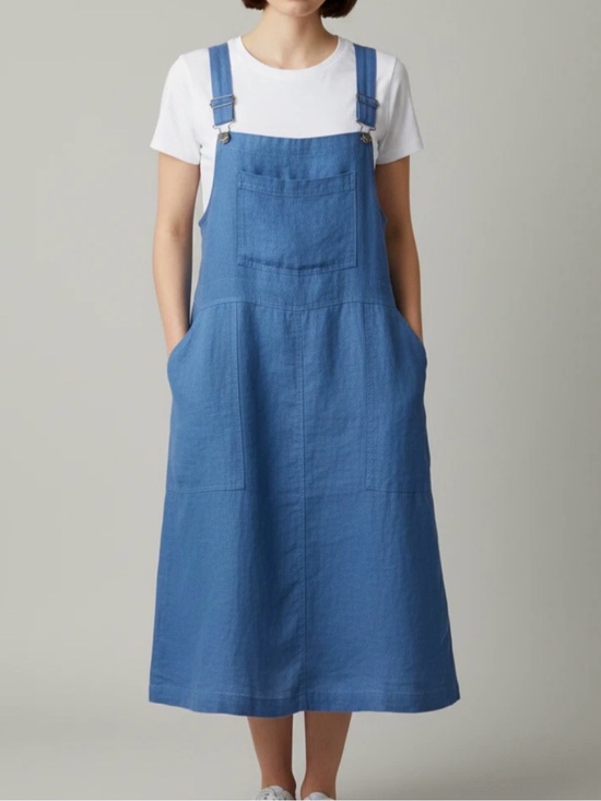 Gudrun Sjoden Dresses & Skirts - Gudrun Sjoden Linen Pinafore Overall Cornflower Blue Dress Size M Lagenlook